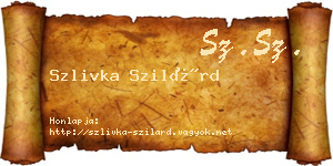 Szlivka Szilárd névjegykártya